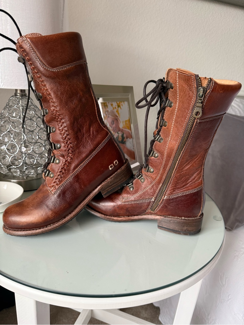 Cobbler Women’s Brown Leather Lace-Up Combat Boots size 6
